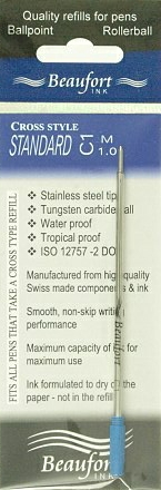 Retail single pack. 1 x Cross style standard ink refill. medium point, black. rrp £1.95