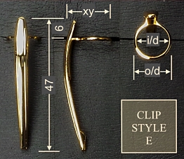 Pen clip style E - chromed 17x47, gasket o/d 12.3, i/d 10.3