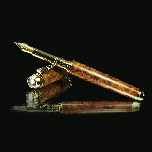 Mistral fountain pen kit with titanium gold fittings and brushed gold accents