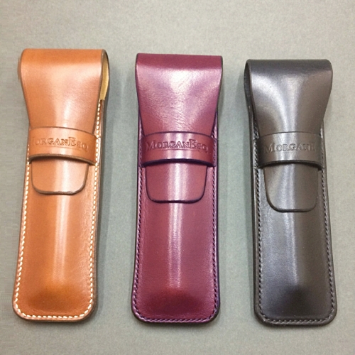 MorganEsq leather single pen case - dark brown