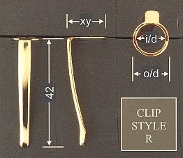 Pen clip style R3 - chromed 15.5x42, gasket o/d 12.0, i/d 10.0