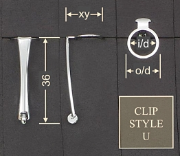 Pen clip style U3 with rotating wheel - chromed 16x36, gasket o/d 12.0, i/d 10.0