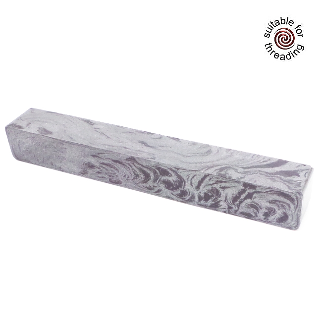 White Mokume - M3 Composite pen blank. 150mm