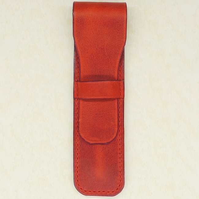 Jermyn Street Leather handmade single pen case - red