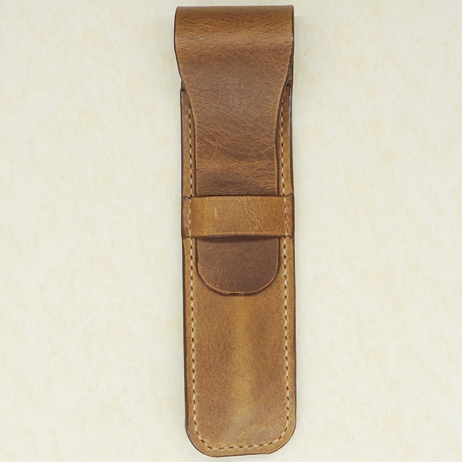 Jermyn Street Leather handmade single pen case - taupe