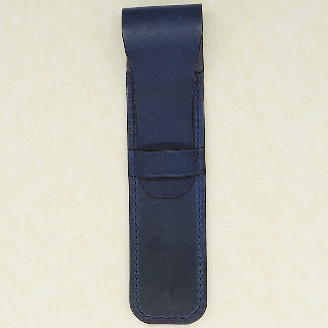 Jermyn Street Leather handmade single pen case - ocean