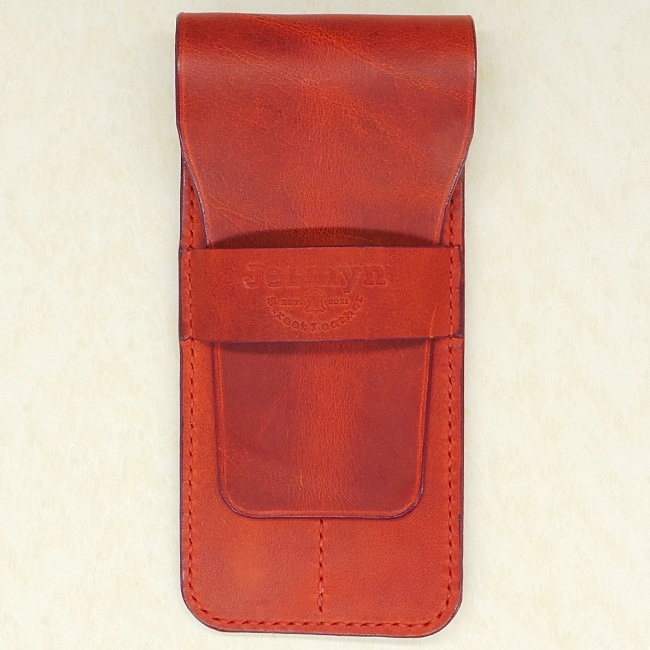 Jermyn Street Leather handmade double pen case - red