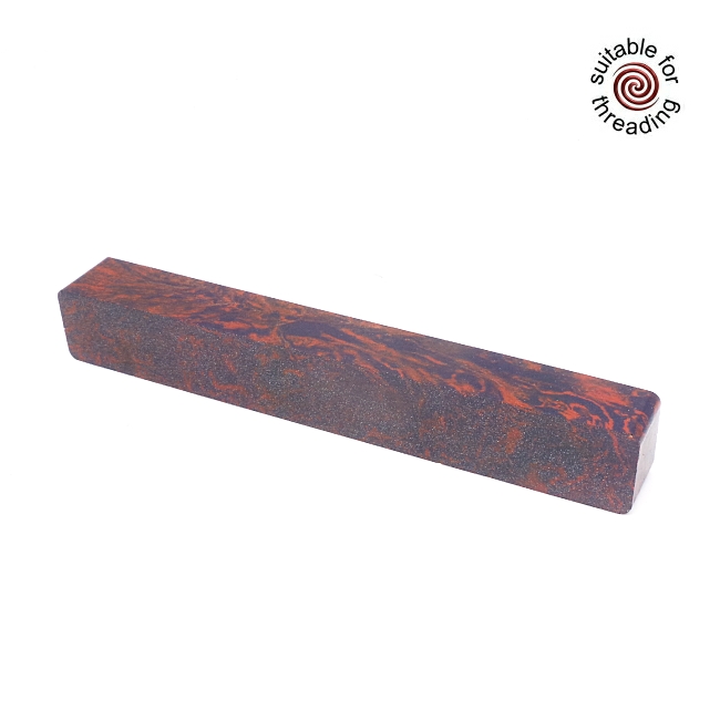 Blue Steel & Red Copper - M3 Composite pen blank. 150mm