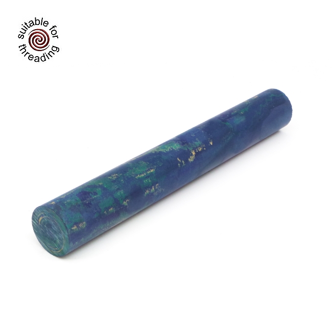 Blue Green & White - ebonite rod. 60 x 20mm