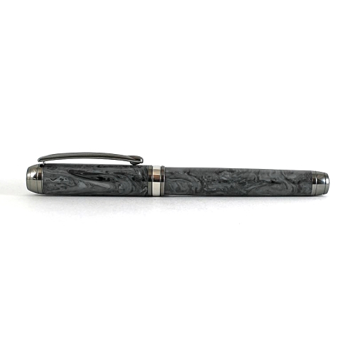 Mistral fountain pen kit with black titanium fittings and rhodium accents