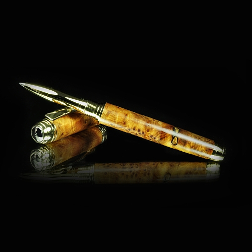Mistral rollerball pen kit with titanium gold fittings and black chrome accents