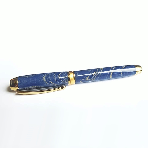 Blue & White - ebonite rod. 60 x 20mm