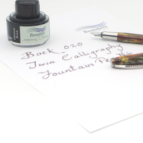 Bock fountain pen nib with Bock housing type 020 #5 polished steel - twin italic point