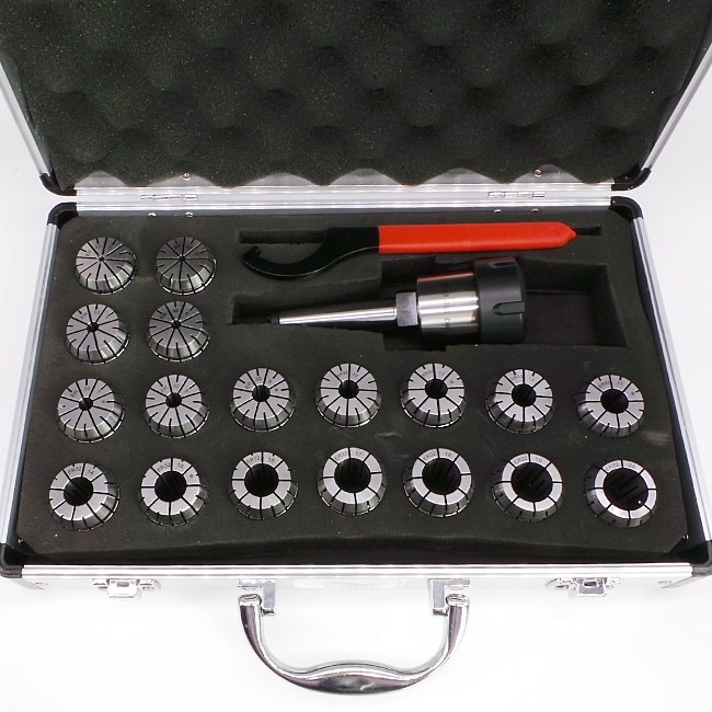 ER32 18pc metric collet set and chuck - 1 morse taper