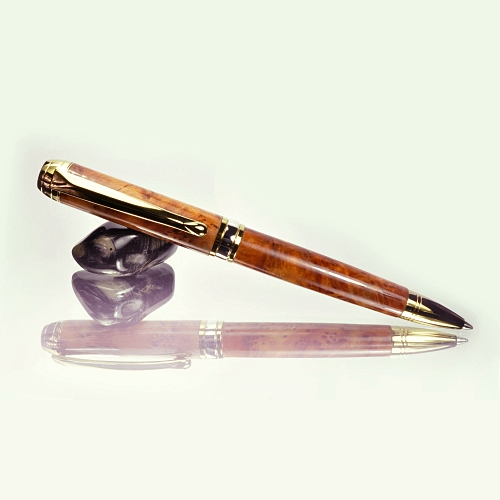 Mistral ballpoint pen kit with titanium gold fittings and black chrome accents