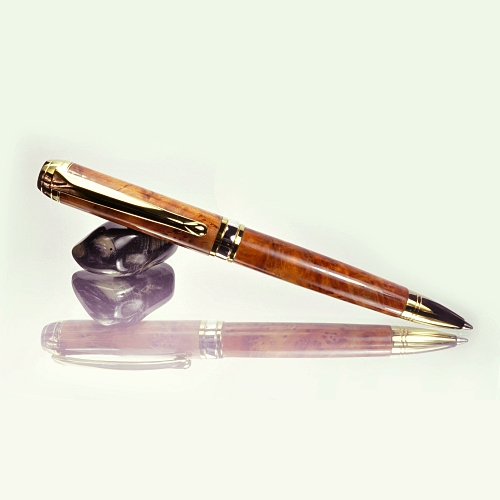 Mistral ballpoint pen kit with titanium gold fittings and brushed gold accents