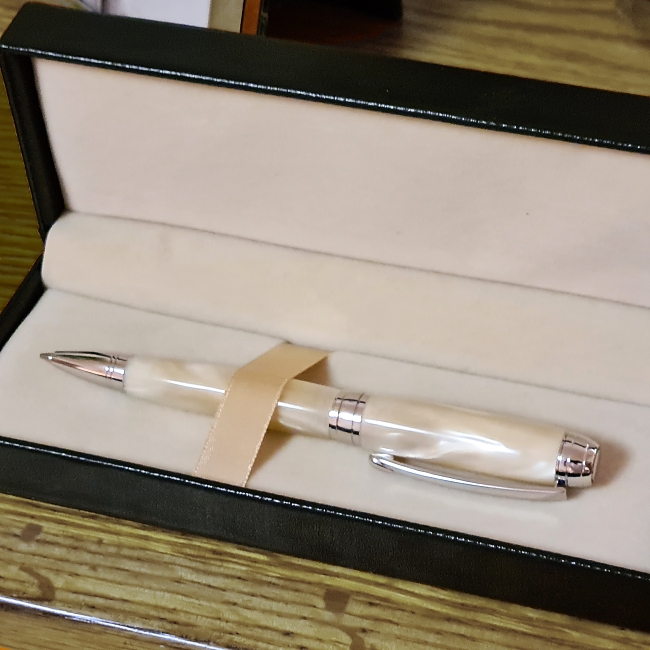 Mistral ballpoint pen kit with titanium gold fittings and brushed gold accents