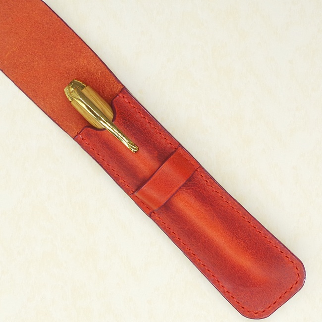 Jermyn Street Leather handmade single pen case - red
