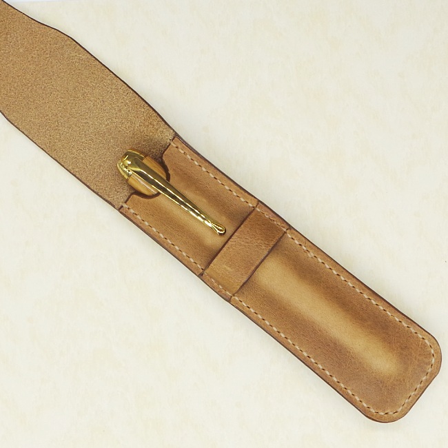 Jermyn Street Leather handmade single pen case - taupe