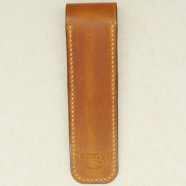 Jermyn Street Leather handmade single pen case - burnt tan
