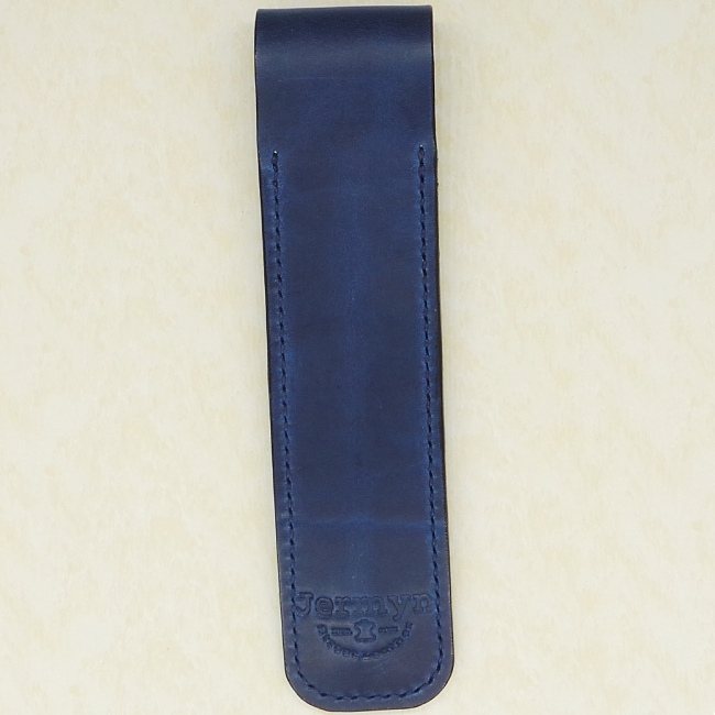 Jermyn Street Leather handmade single pen case - ocean