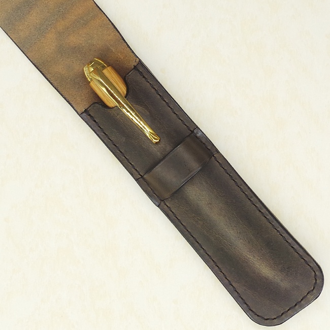 Jermyn Street Leather handmade single pen case - elephant