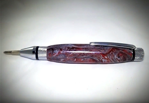 Bloody Damascus - Divine Island alumilite pen blank.