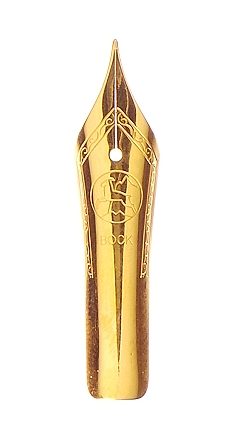 Bock fountain pen nib with Cyclone housing #6 gold plate - broad