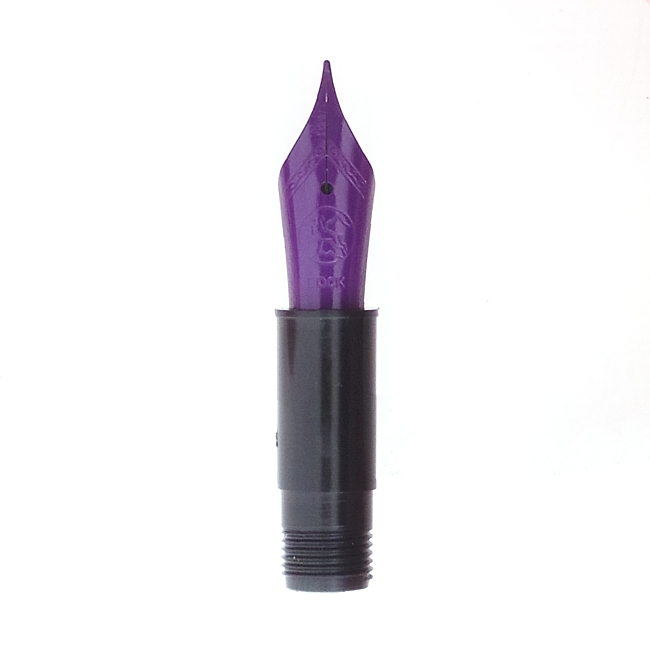Bock fountain pen nib with Cyclone housing #6 purple lacquer - broad