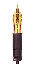 Bock fountain pen nib with Bock housing #6 gold plate - broad