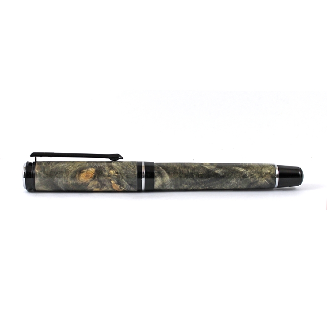 Cyclone fountain pen kit with black chrome fittings and chrome accents