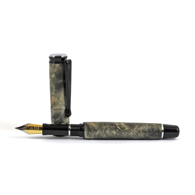 Cyclone fountain pen kit with black chrome fittings and chrome accents