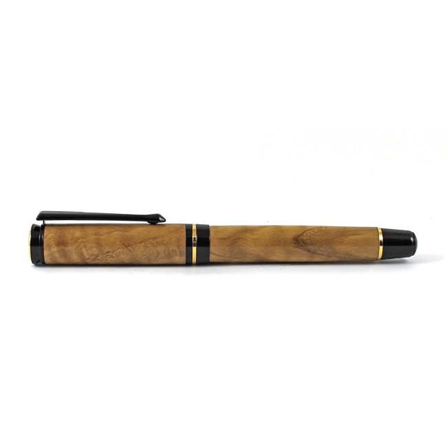 Cyclone fountain pen kit with black chrome fittings and upgrade gold accents