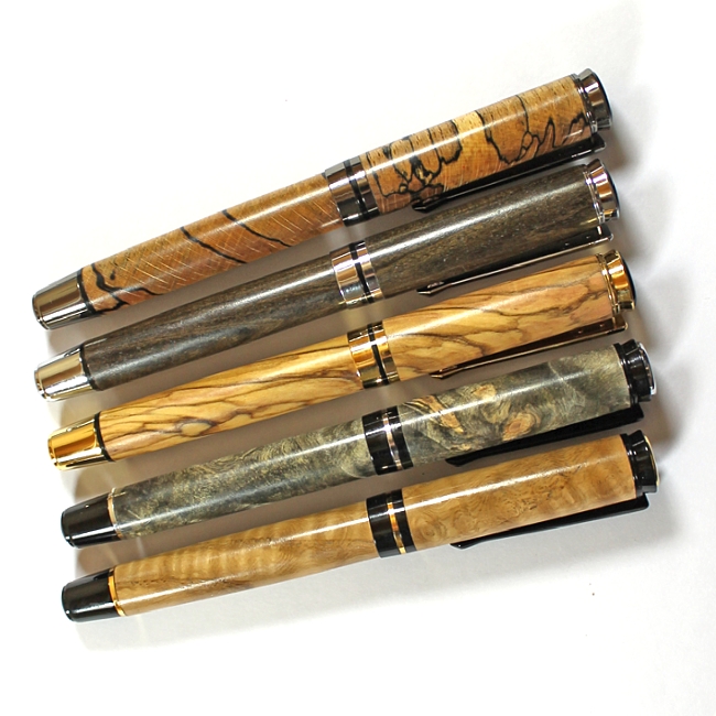Cyclone fountain pen kit with black chrome fittings and upgrade gold accents