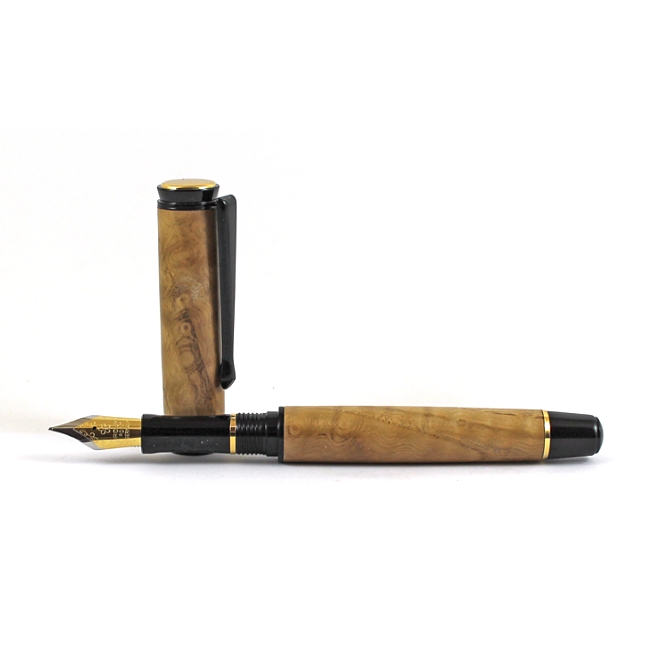 Cyclone fountain pen kit with black chrome fittings and upgrade gold accents