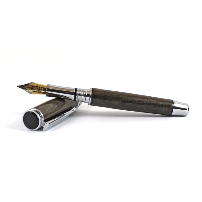 Cyclone fountain pen kit with chrome fittings and black chrome accents