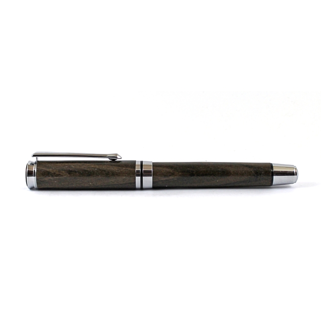 Cyclone fountain pen kit with chrome fittings and black chrome accents