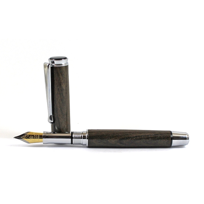 Cyclone fountain pen kit with chrome fittings and black chrome accents