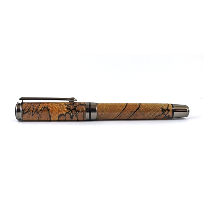 Cyclone fountain pen kit with gunmetal fittings and black chrome accents