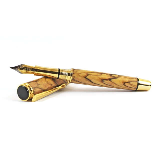 Cyclone fountain pen kit with upgrade gold fittings and black chrome accents