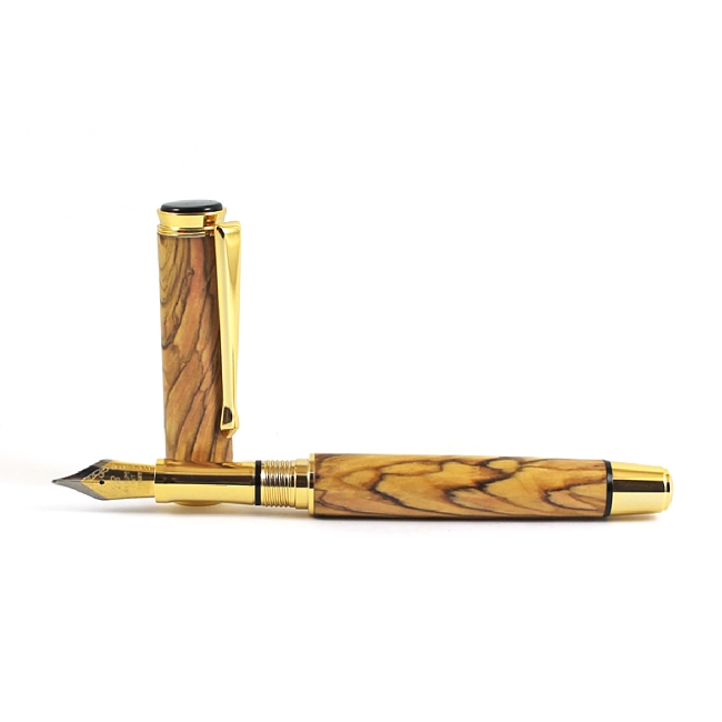 Cyclone fountain pen kit with upgrade gold fittings and black chrome accents