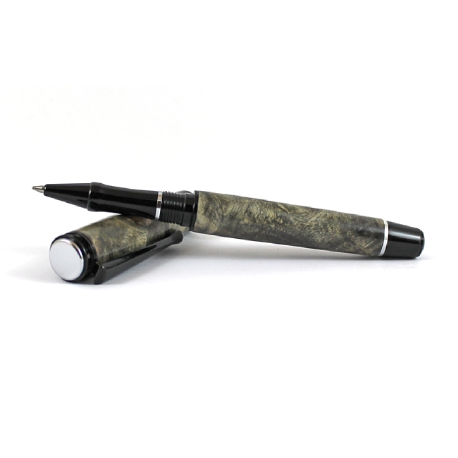Cyclone rollerball pen kit with black chrome fittings and chrome accents