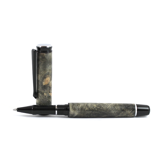 Cyclone rollerball pen kit with black chrome fittings and chrome accents