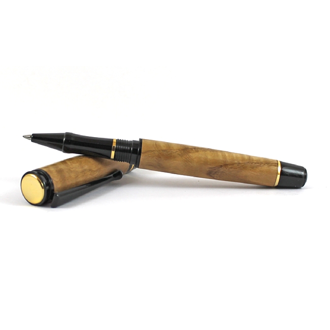 Cyclone rollerball pen kit with black chrome fittings and upgrade gold accents
