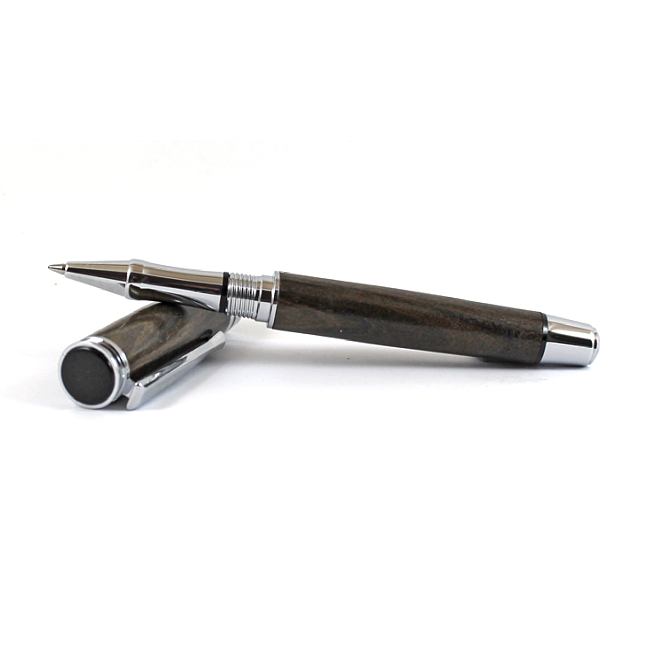 Cyclone rollerball pen kit with chrome fittings and black chrome accents