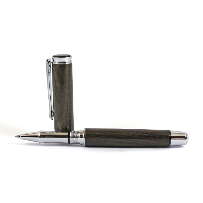 Cyclone rollerball pen kit with chrome fittings and black chrome accents