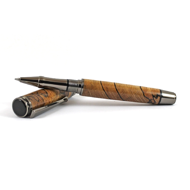 Cyclone rollerball pen kit with gunmetal fittings and black chrome accents