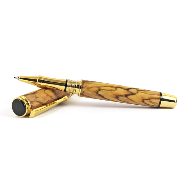 Cyclone rollerball pen kit with upgrade gold fittings and black chrome accents