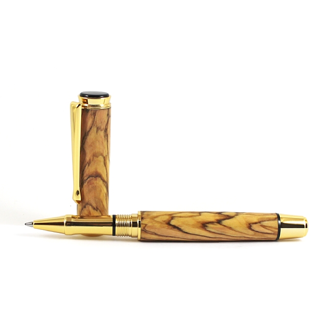 Cyclone rollerball pen kit with upgrade gold fittings and black chrome accents