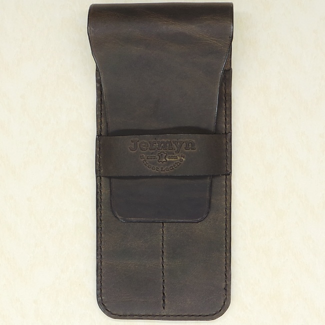 Jermyn Street Leather double pen case - elephant